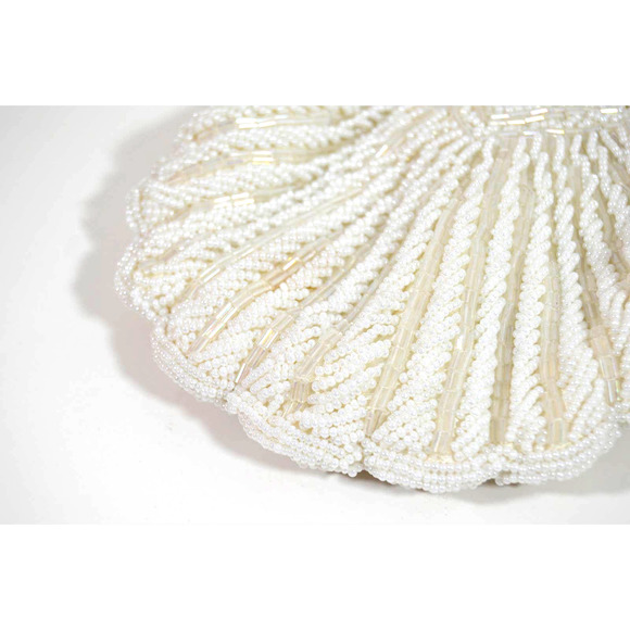 Vintage Beaded Shell Purse Clutch with Metal Chain - Picture 2 of 6